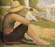 Georges Seurat The Boy Wearing hat on the ground France oil painting artist